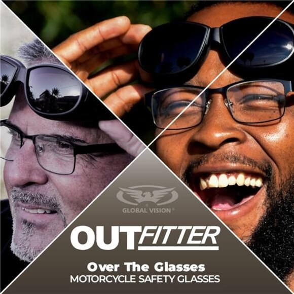 Global Vision Outfitter Padded Fit-Over Motorcycle Safety Sunglasses - Picture 2 of 7